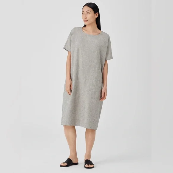 chinese dress ladies Pink Ombre Dyed Organic Linen Chore Dress - L